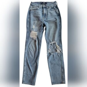 Hollister Blue Boyfriend Jeans with Distressed Design